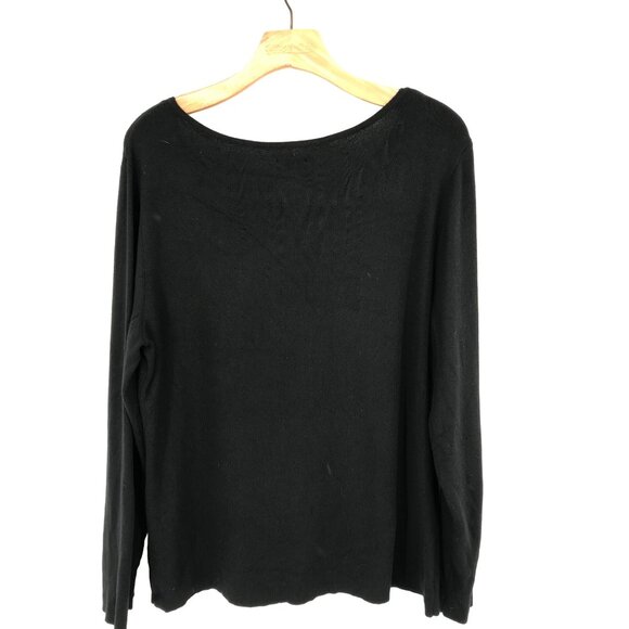 Chico's 3 Black Long Sleeve Top Size XL knit womens - Picture 7 of 8
